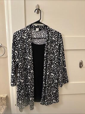 Ashley Blue Black and White Abstract Print Tunic